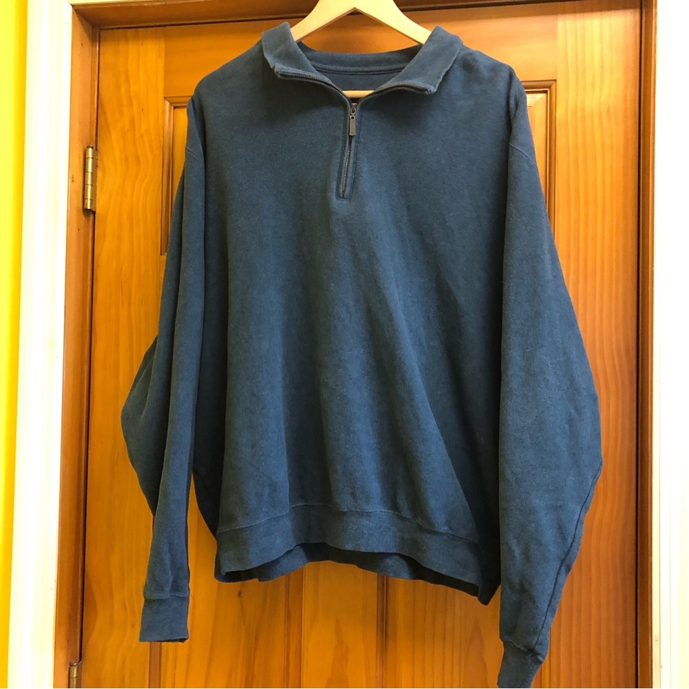 Carnoustie Sweater Adult Blue 1/4 Zip Long Sleeve Golf Cotton Men's XL Firerock